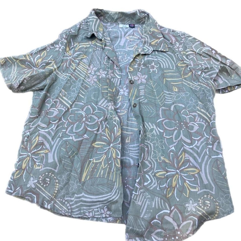Vintage Tapestry green floral button up shirt floral XL Retro